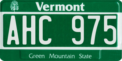 VT license plate AHC975