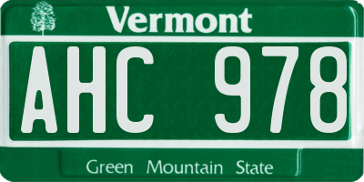 VT license plate AHC978