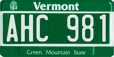 VT license plate AHC981
