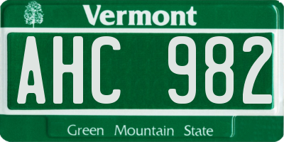 VT license plate AHC982