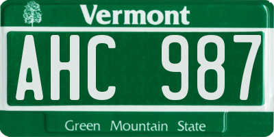 VT license plate AHC987