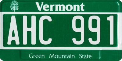 VT license plate AHC991