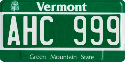 VT license plate AHC999