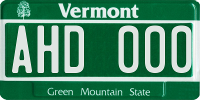 VT license plate AHD000