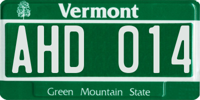 VT license plate AHD014