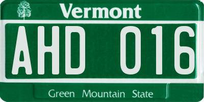 VT license plate AHD016