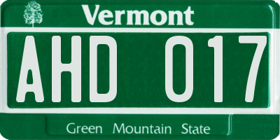 VT license plate AHD017