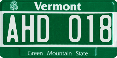 VT license plate AHD018