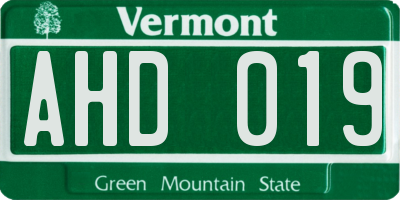 VT license plate AHD019