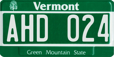 VT license plate AHD024