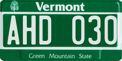 VT license plate AHD030