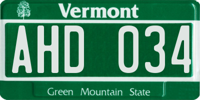 VT license plate AHD034