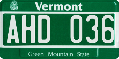 VT license plate AHD036