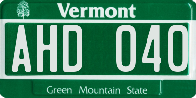 VT license plate AHD040