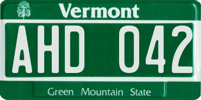 VT license plate AHD042