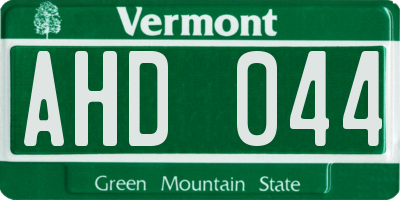 VT license plate AHD044