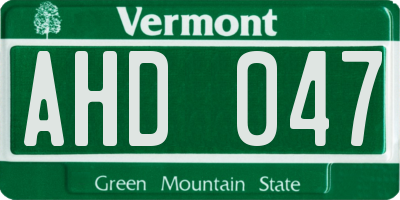 VT license plate AHD047