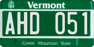 VT license plate AHD051