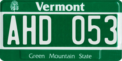 VT license plate AHD053