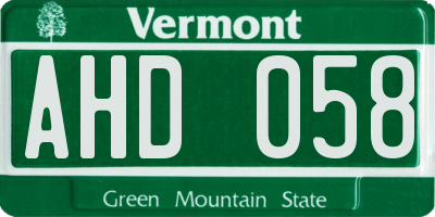 VT license plate AHD058