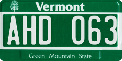 VT license plate AHD063
