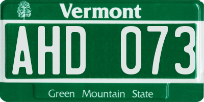 VT license plate AHD073