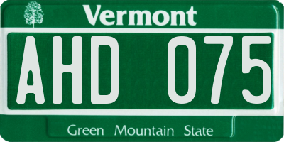 VT license plate AHD075