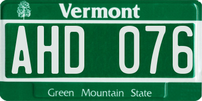 VT license plate AHD076
