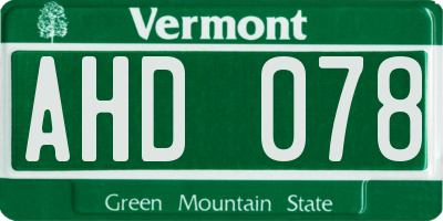 VT license plate AHD078