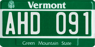 VT license plate AHD091