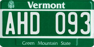 VT license plate AHD093