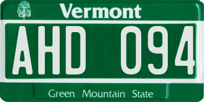 VT license plate AHD094