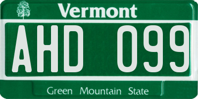 VT license plate AHD099