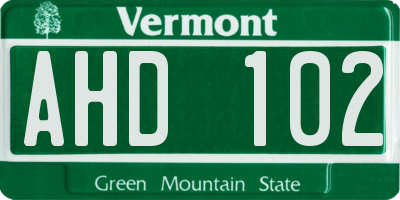 VT license plate AHD102