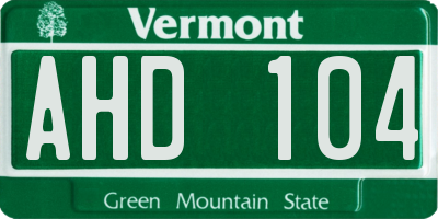 VT license plate AHD104