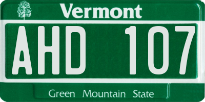 VT license plate AHD107