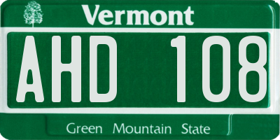 VT license plate AHD108