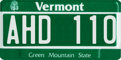 VT license plate AHD110