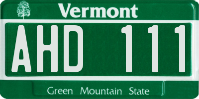 VT license plate AHD111