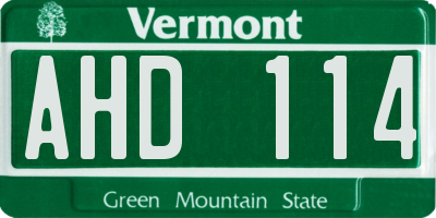 VT license plate AHD114