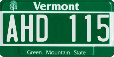 VT license plate AHD115