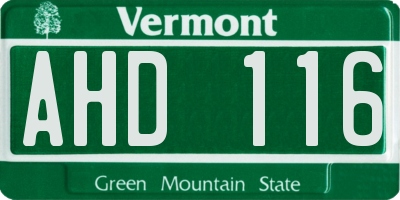 VT license plate AHD116