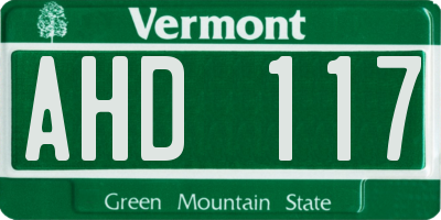 VT license plate AHD117