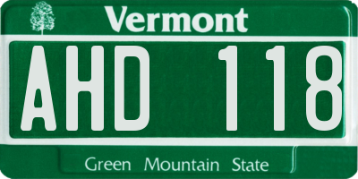 VT license plate AHD118