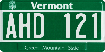 VT license plate AHD121