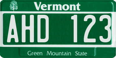 VT license plate AHD123