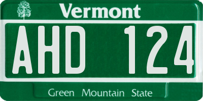 VT license plate AHD124