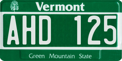 VT license plate AHD125