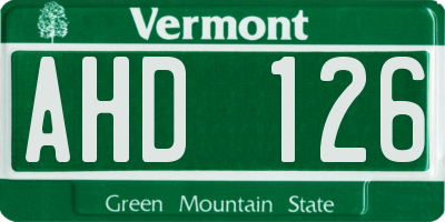 VT license plate AHD126