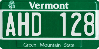 VT license plate AHD128